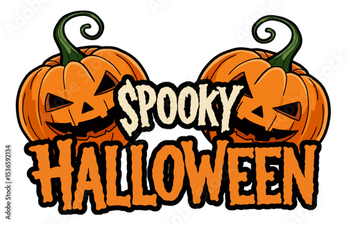 Beneath these elements, the words "SPOOKY HALLOWEEN" are boldly displayed in a festive, somewhat spooky font, making it an ideal design for holiday greetings or decorations.
