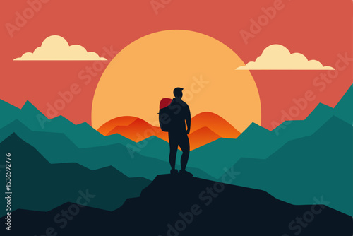 silhouette of a man standing on the top