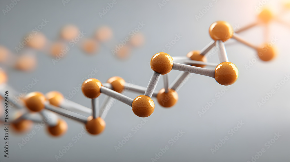 Obraz premium abstract, molecule structure with orange spheres, the connection of molecules in abstract concept. This image is a perfect representation of interconnectedness and the building blocks of life