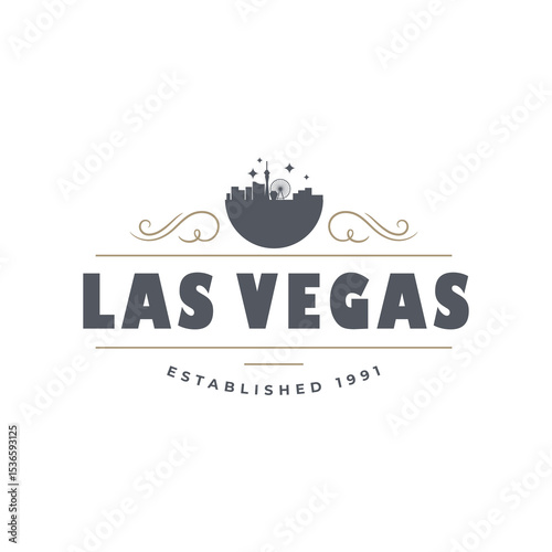 Fun vector retro design of Las Vegas city silhouette suitable for stickers or prints