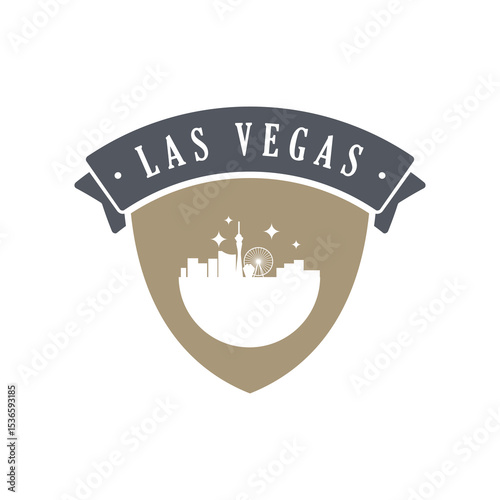 Fun vector retro design of Las Vegas city silhouette suitable for stickers or prints