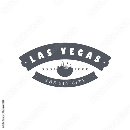 Fun vector retro design of Las Vegas city silhouette suitable for stickers or prints