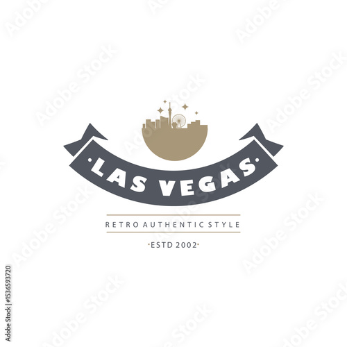 Fun vector retro design of Las Vegas city silhouette suitable for stickers or prints