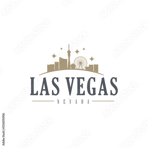 Fun vector retro design of Las Vegas city silhouette suitable for stickers or prints