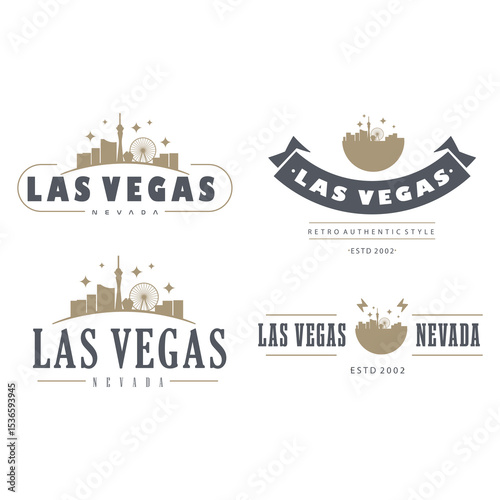 Fun vector retro design of Las Vegas city silhouette suitable for stickers or prints