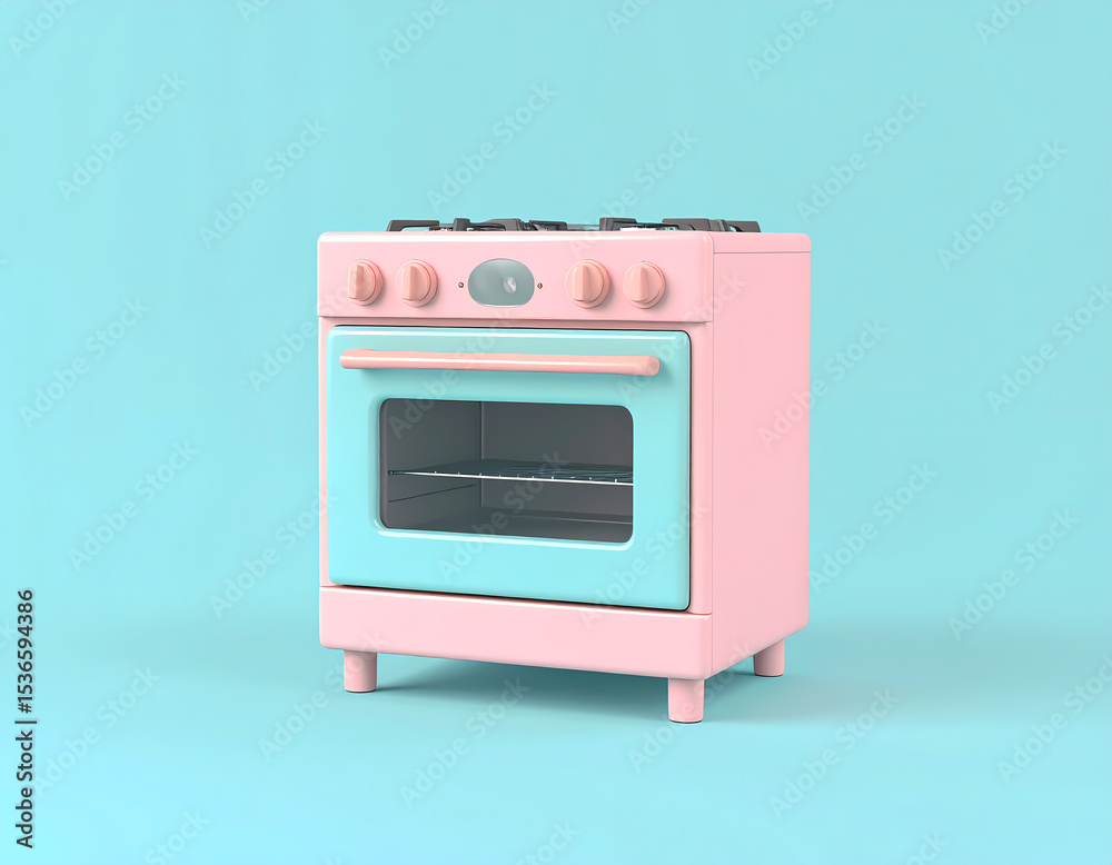 Obraz premium Cute Retro Oven with Knobs and Window