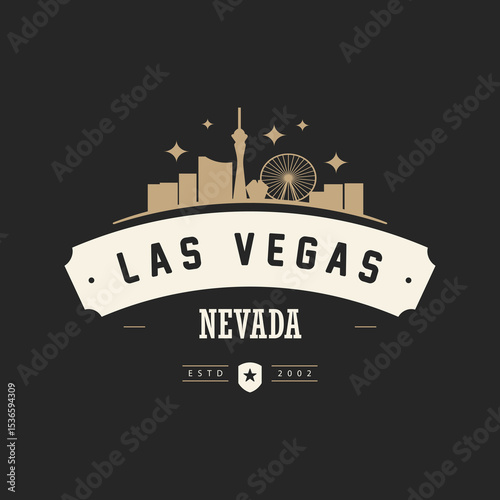 Fun vector retro design of Las Vegas city silhouette suitable for stickers or prints