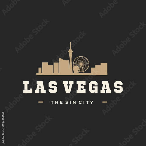 Fun vector retro design of Las Vegas city silhouette suitable for stickers or prints
