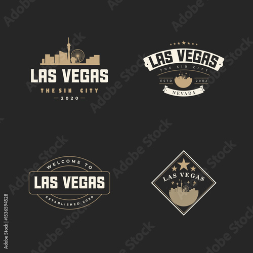 Fun vector retro design of Las Vegas city silhouette suitable for stickers or prints