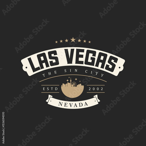 Fun vector retro design of Las Vegas city silhouette suitable for stickers or prints