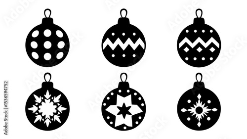 set of christmas ball silhouette vector on tranparent background
