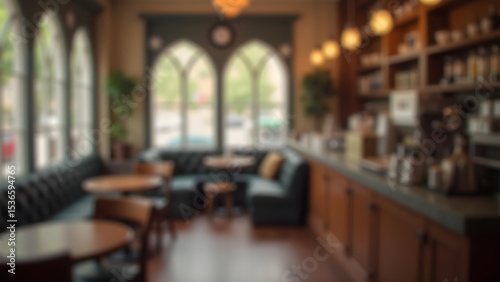 Vintage Coffee Shop Interior with Blurred Background and Peaceful Vibe