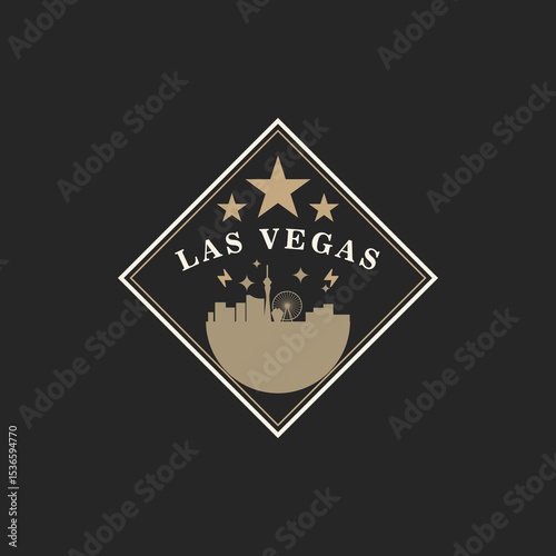Fun vector retro design of Las Vegas city silhouette suitable for stickers or prints