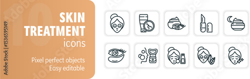 Skincare routine icons featuring women applying beauty products