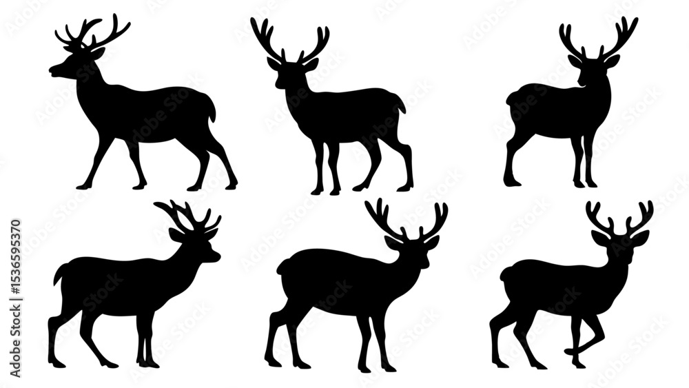 Fototapeta premium set of deer silhouette design vector art illustration