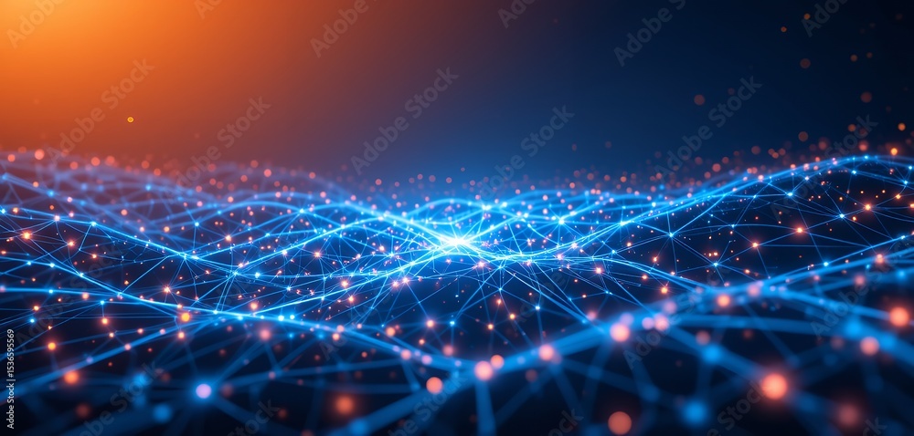 Obraz premium Abstract digital network connections representing futuristic technology and data flow in a vibrant environment