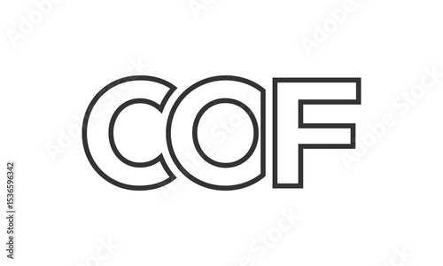 COF logo design template with strong and modern bold text. Initial based vector logotype featuring simple and minimal typography. Trendy company identity.