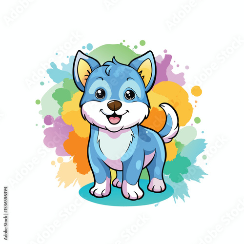 Cartoon  baby dog design collection with Watercolor vector art on white background in Adobe Illustrator Artwork
