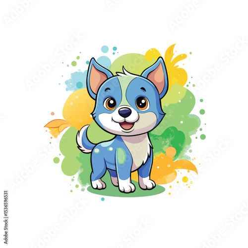 Cartoon  baby dog design collection with Watercolor vector art on white background in Adobe Illustrator Artwork
