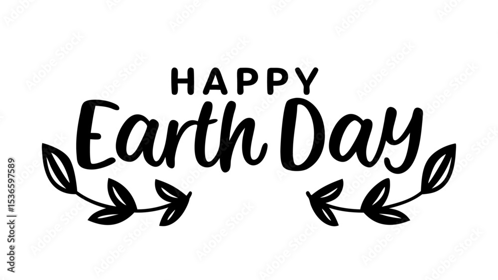Obraz premium Happy Earth Day hand lettering vector illustration