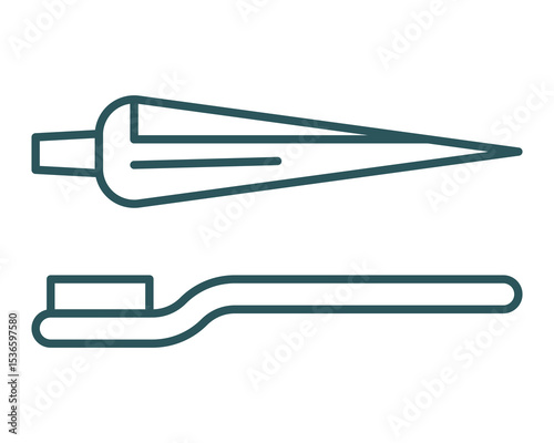 Clean line icon of toothpaste and toothbrush.  Symbolizes oral hygiene, health, and daily routine.  Ideal for healthcare, wellness, or dental themes, minimal designs.