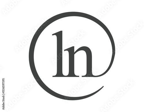 LN logo from two letter with circle shape email sign style. L and N round logotype of business company