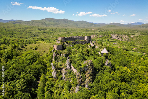  Ostrovica Castle above Kulen Vakuf in national park Una River in Bosnia and Herzegovina.