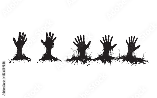 halloween vector silhouettes of hands