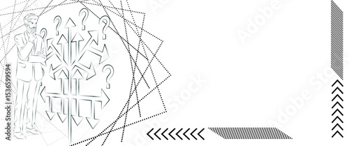 Decision tree to identify a problem or opportunity in the decision-making process. Sketch. Rectangular Template. Vector illustration.