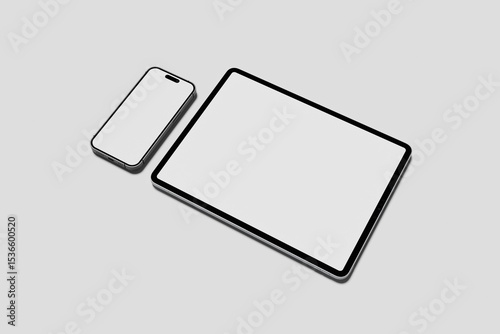 Blank tablet and smartphone screen for mockup - 3D Illustration