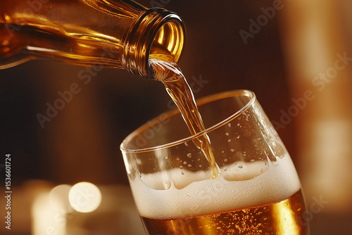 Wallpaper Mural Angled pour of golden beer into glass Torontodigital.ca