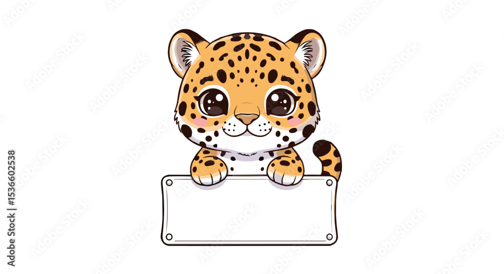 Onça-pintada com uma plaquinha em branco, adesivo. Jaguar sticker

