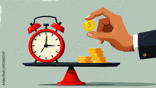 Time is Money - Employment Relationship and Buying Time Concept Illustration