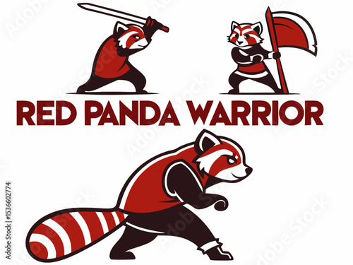 Red Panda Samurai Mascot Vector Illustration