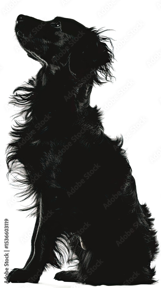 Fototapeta premium silhouette of fluffy dog on a white background