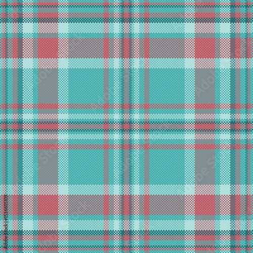 Seamless teal, gray, and coral plaid pattern.  Perfect for textile design, apparel, or website backgrounds.  This vibrant yet calming design evokes feelings of comfort and style.
