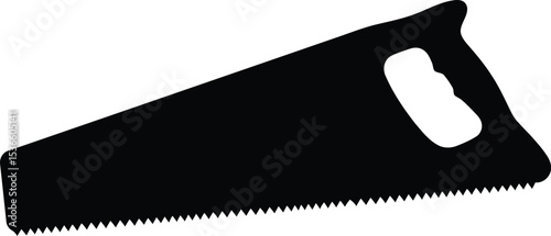 Hand Saw Icon - Black Silhouette Hand Saw Icon for Carpentry and Woodworking Tools