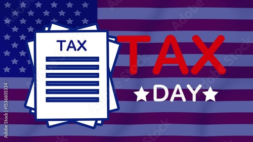 Tax Day USA Concept with Flag Background
