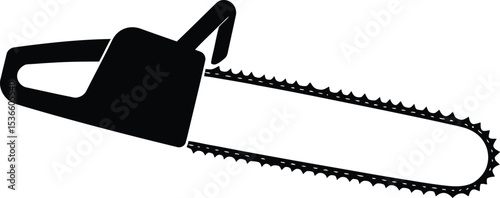 Chainsaw Icon – Silhouette Vector of Electric or Gas Powered Saw for Logging and Woodcutting