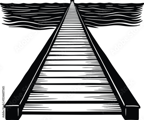A pier silhouette on white background	