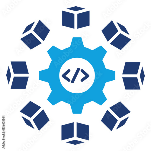 Microservices Flat Blue Icon