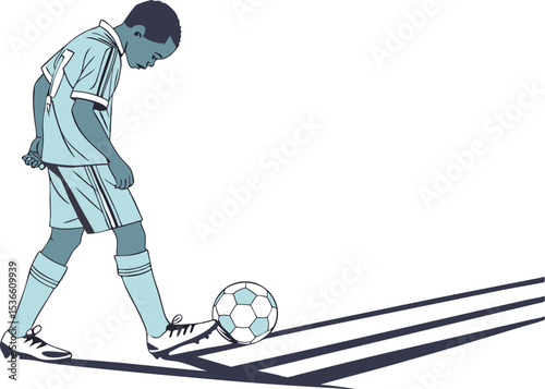 Young soccer player concentrating on the ball
