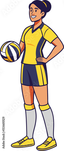 Confident female volleyball player illustration
