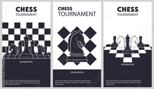 Vector illustration about chess tournament. Flyer design for chess tournament, match, game