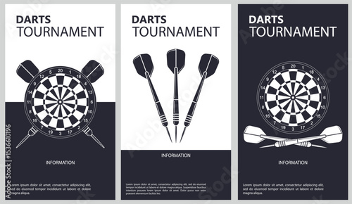 Vector illustration about darts tournament. Flyer design for darts tournament, match 3
