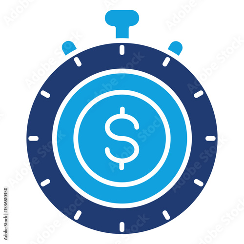 Time Is Money Flat Blue Icon