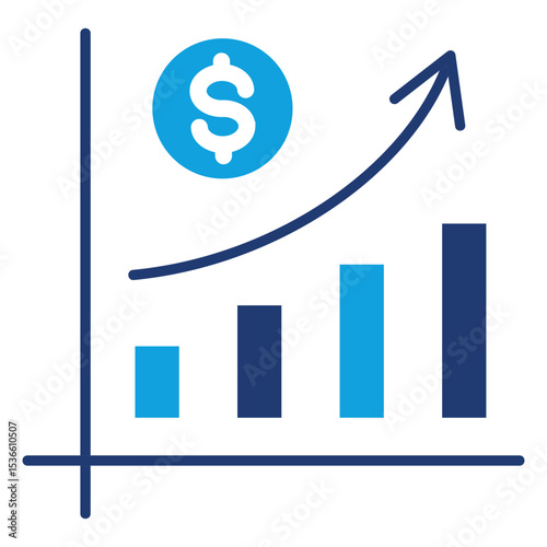 Profit Growth Flat Blue Icon