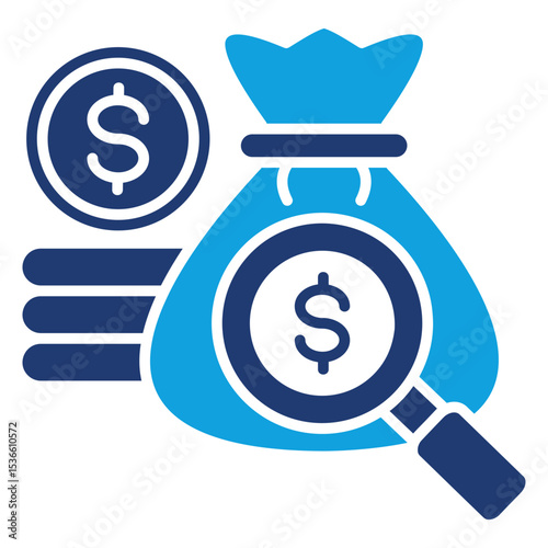 Money Search Flat Blue Icon