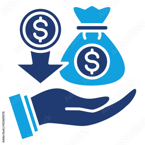 Earning Flat Blue Icon