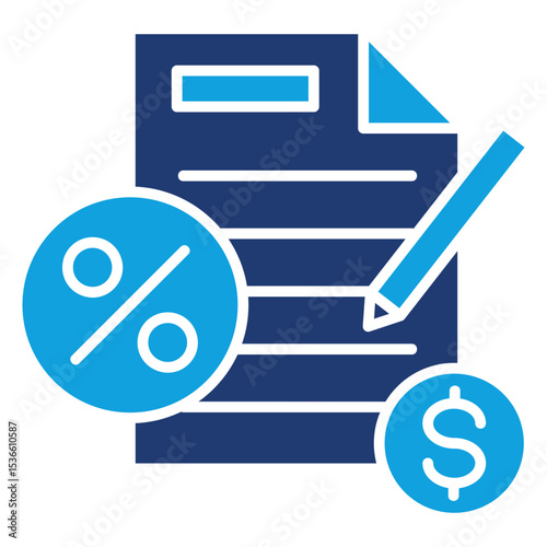 Tax Planning Flat Blue Icon